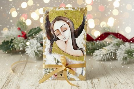 Anioł na drewnie 25x15cm