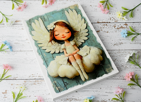 Aniołek stróż na chrzciny 20x15cm