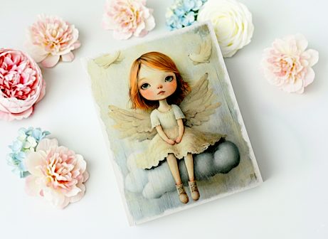 Anioł stróż ręcznie zdobiony 25x20cm