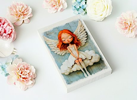 Rudy Aniołek obrazek 15x10cm