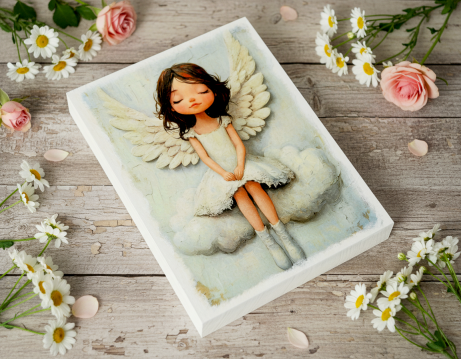 Aniołek stróż dla babci i dziadka 20x15cm