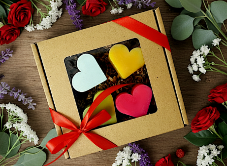 Zestaw 4 mydełek serduszek