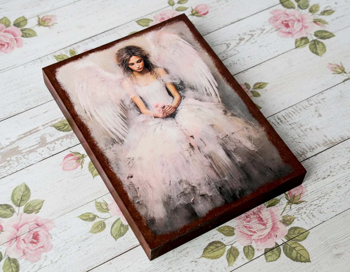 Anioł stróż rękodzieło 20x15cm