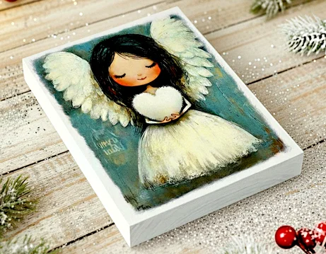 Anioł Stróż rękodzieło 25x20cm