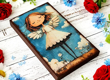 Aniołek na dzień babci rękodzieło 25x15cm