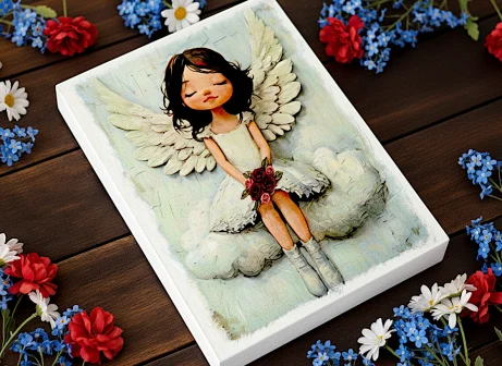 Aniołek stróż dla babci i dziadka 20x15cm