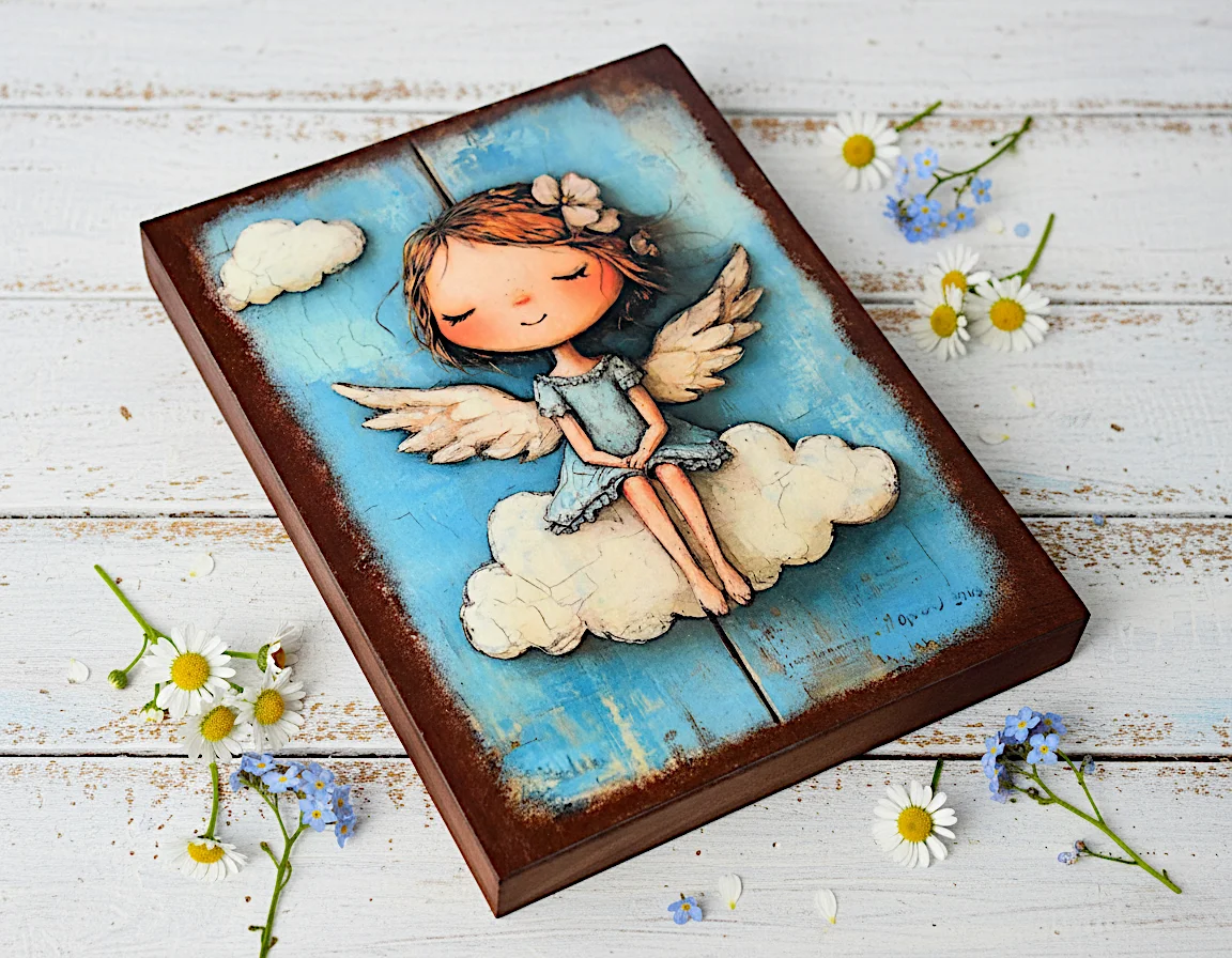 Anioł na ślub chrzest 20x15cm