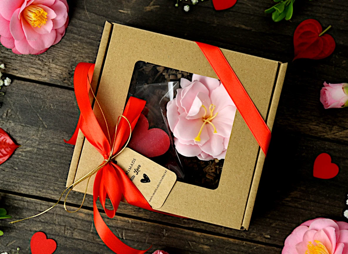 Zestaw mydlany kwiat + serduszko