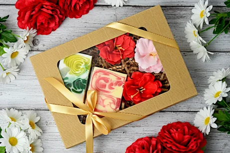 3 Kwiaty mydlane + 2 mydełka